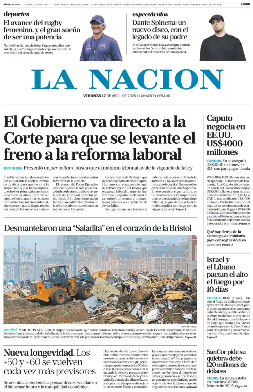 Evolucion Streaming | RADIO FINES - Tapa del diario Nacion