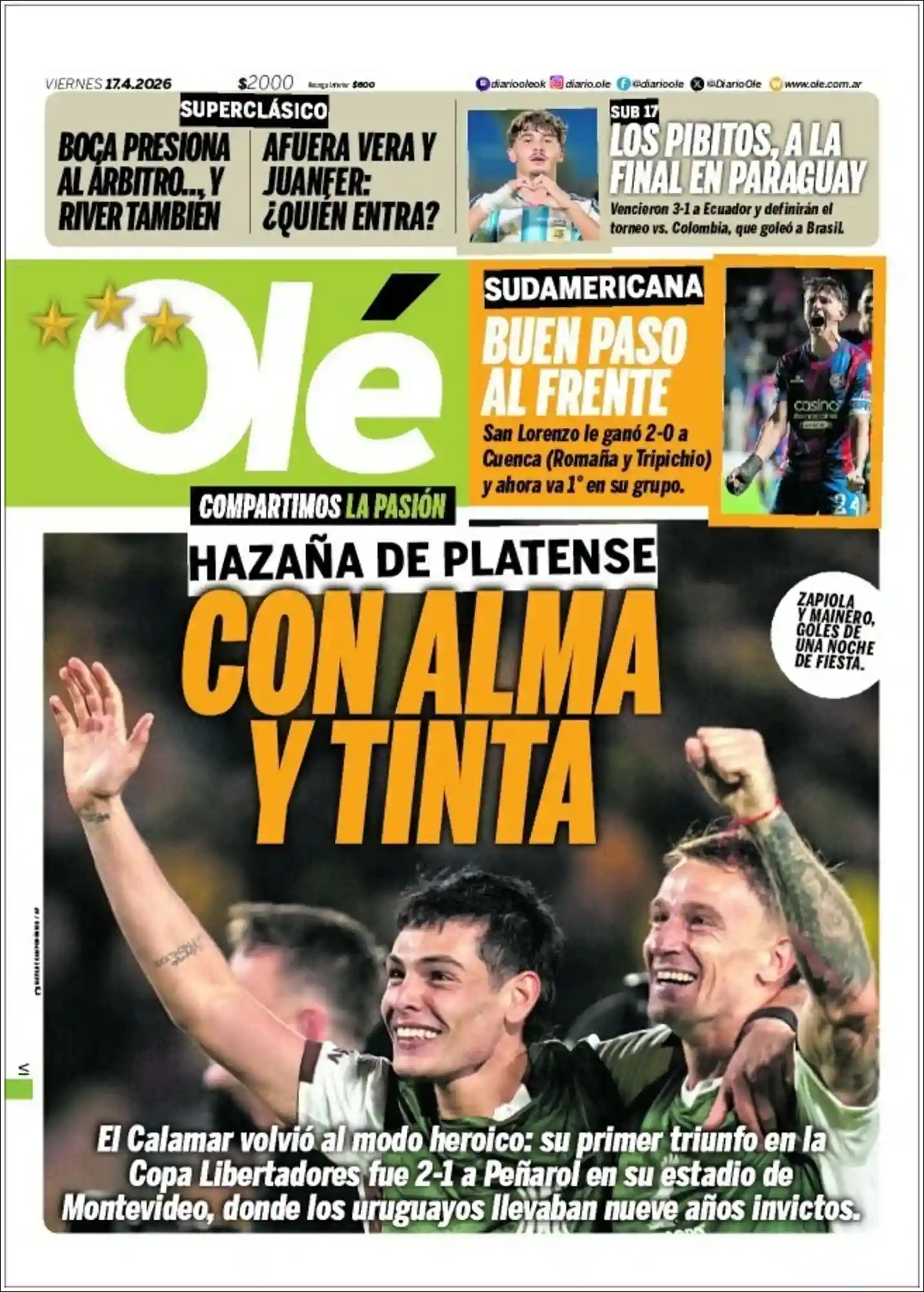 Evolucion Streaming | RADIO FINES - Tapa del diario Ole