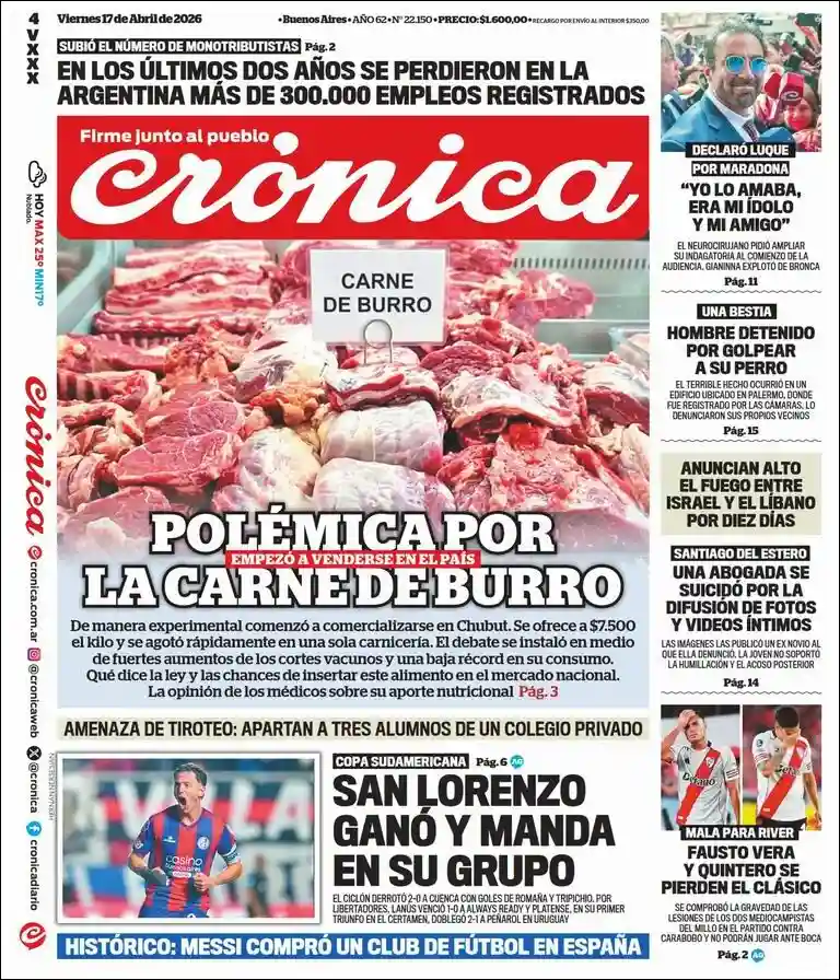 Evolucion Streaming | RADIO FINES - Tapa del diario Crónica